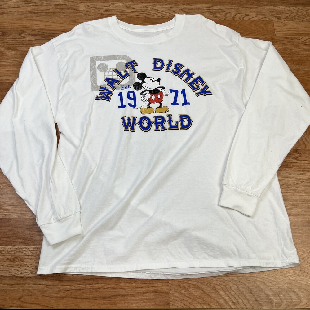 Disneyland Resorts Long Sleeve Men's T-Shirt XL White Disneyworld Mickey‎ Mouse